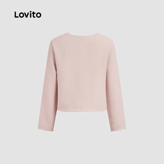 Lovito สง่างาม เสื้อโค้ทผู้หญิง ทรงหรู แขนยาว ฤดูใบไม้ร่วง ฤดูหนาว สีชมพู พร้อมกระเป๋าและเข็มขัด เกาหลี อินเทรนด์ L156AD250