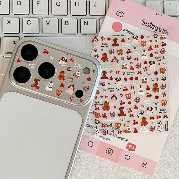 DIY เคสโทรศัพท์สติกเกอร์สติกเกอร์ฟิล์มกล้อง 3D สติกเกอร์น่ารัก แมวน่ารัก