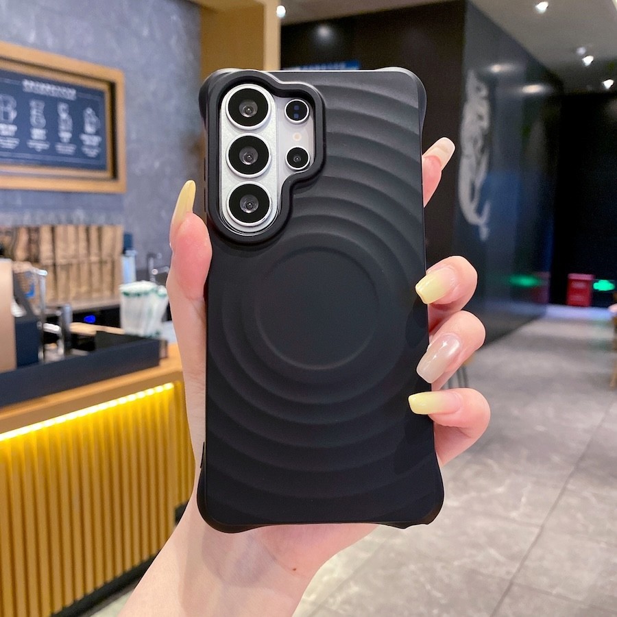 SAMSUNG Simple Water Rippleเคสโทรศัพท์สําหรับSamsung S24 S23 FE S25 S26 Plus Ultra 5Gซิลิโคนแม่เหล็กกรณีนุ่ม
