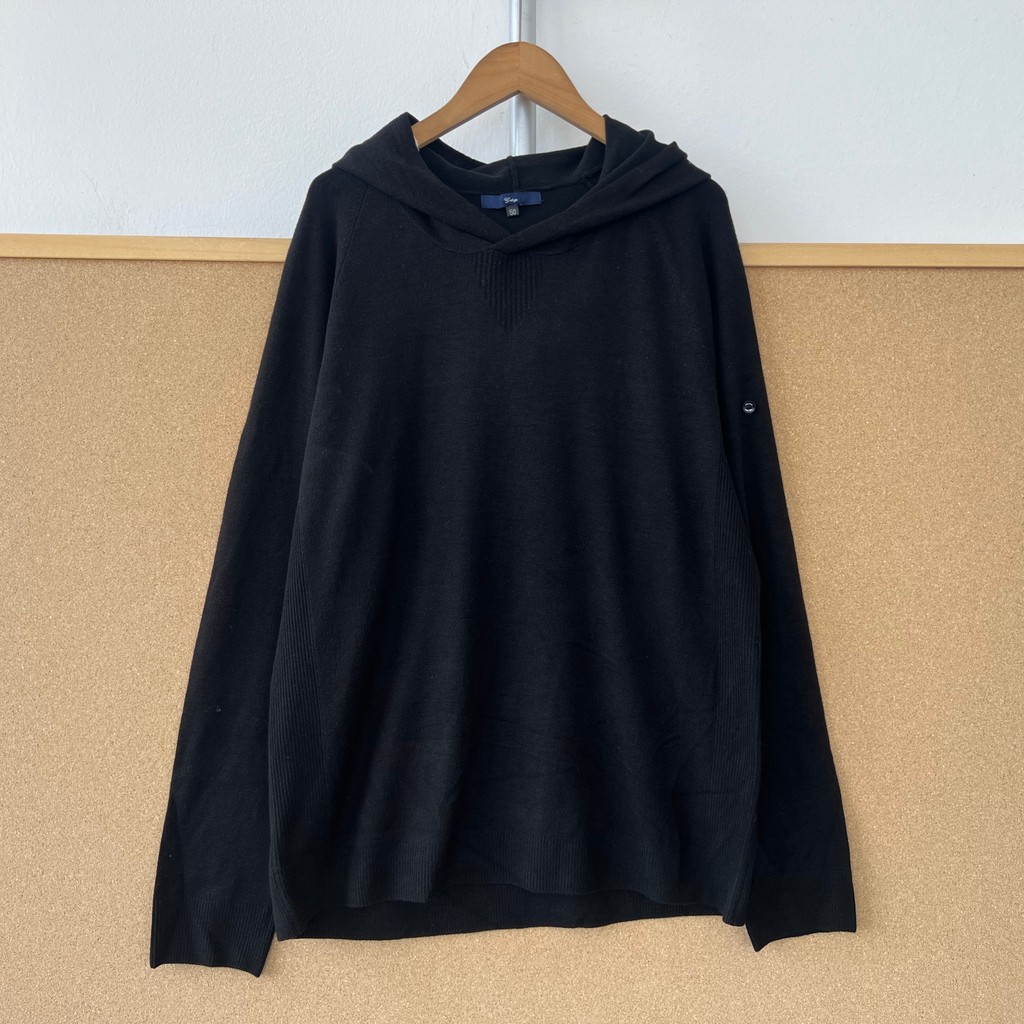 2ล-127 นุ่ม!เสื้อกันหนาวมีฮู้ด Black Simple Long-Sleeved Sweater สบาย Elastic Non-Bondage Top Z26-4