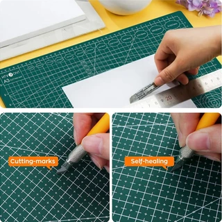 แผ่นรองตัด ขนาด A1/A2/A3/A4/A5 หนา 2.5mm วัสดุ PVC สองด้าน กันลื่น กันรอยขีดข่วน พร้อมเส้นกริด ใช้งานได้ทํามือ