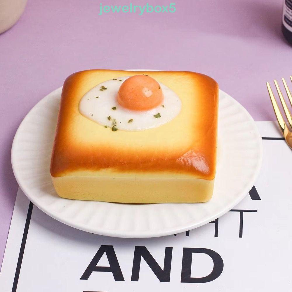 JEWELRYBOX5 ขนมปังปิ้งไข่ดาว Squishy, โฟมที่สมจริงบีบขนมปังของเล่น, ADHD Hand Relax Pinch Slow Rising Squishy Toast Children Gift