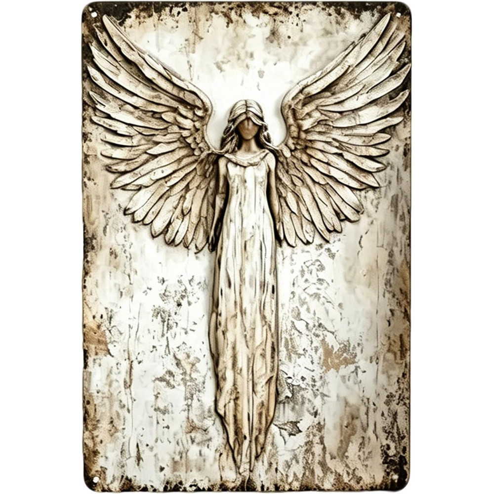 Guardian Angel Vintage Wall Decor – งานฝีมือโลหะโลหะผสม,ของตกแต่งบ้านทางศาสนา,เครื่องประดับแขวนสําหรับห้องนั่งเล่นห้องนอน Entryway [weierte]