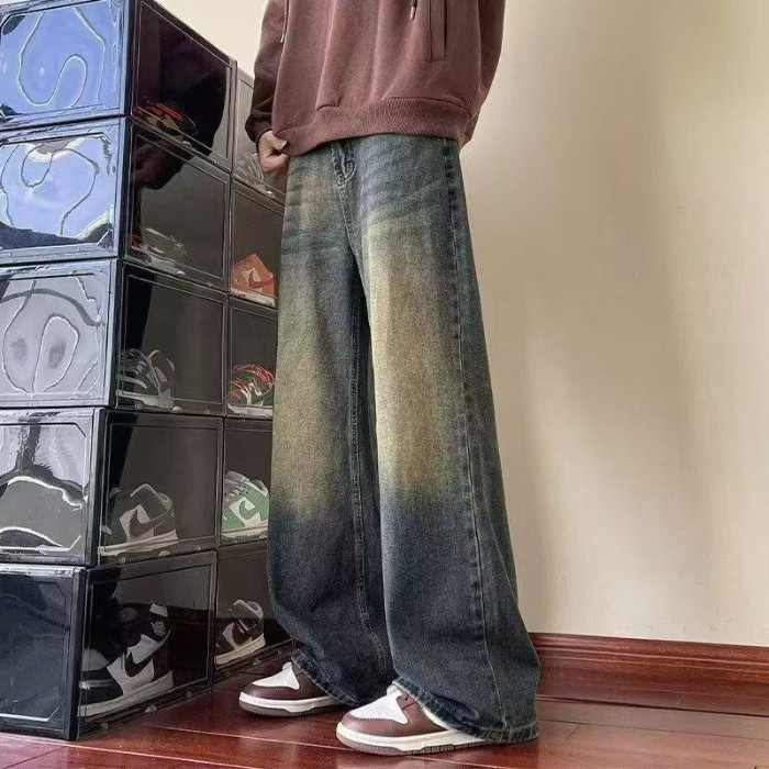 2026แฟชั่นมาใหม่ กางเกงยีนส์ผู้ชายขากว้าง เนื้อผ้าใส่สบายสีไม่ตก ขากระบอกใหญ่ ทรงหลวง สไตล์ วินเทจ สุดมาใหม่ S-3XL