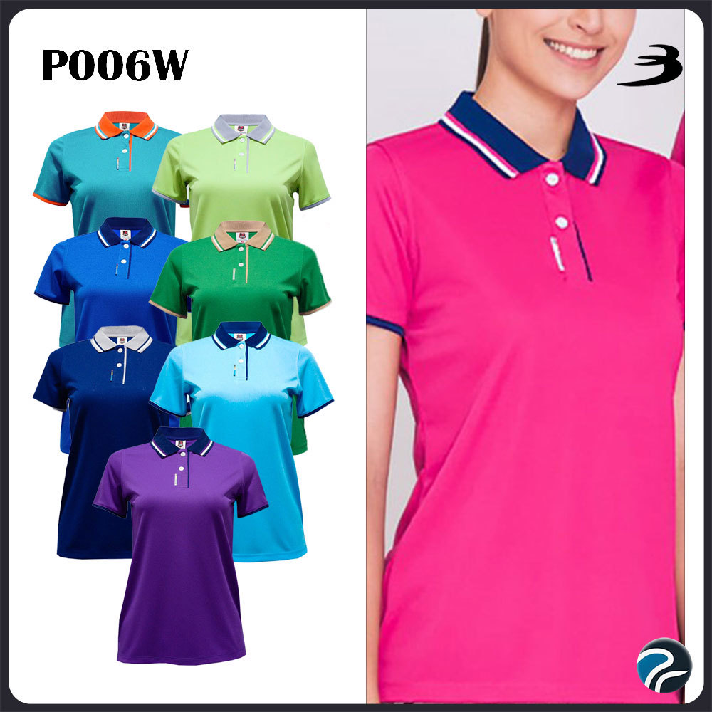 เสื้อคอโปโลแขนสั้น BCS SPORT เสื้อโปโลหญิง PREMIUM POLO รุ่น P006 P006W ชุด2 ของแท้100%