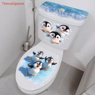 [Thevatipoem] Swimming Little Penguin Toilet Stier, Self-กาวกันน้ํา,รูปลอกตกแต่งห้องน้ํา,ผ้าคลุมเบาะห้องน้ําStier HOT
