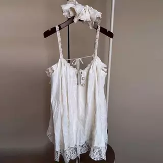 ชุดสายรัดชายหาด เบบี้ดอลล์ ออกแบบท่องเที่ยวลูกไม้สบายหลวมสลิงสั้นชุดบ้าน