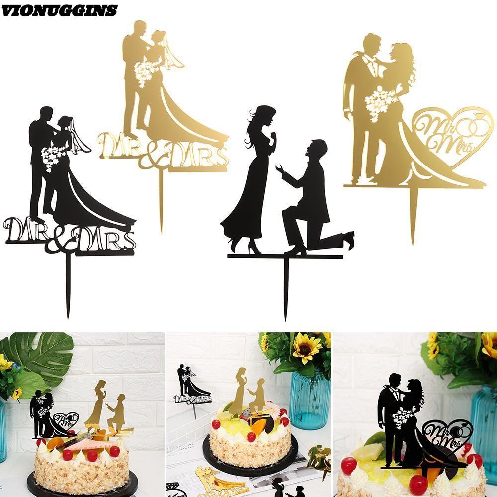 VIONUGGINS อะคริลิคตกแต่ง DIY หัตถกรรมผู้ใหญ่โปรดปรานสีดําทองเจ้าสาวเจ้าบ่าว Mr Mr Mr Mr