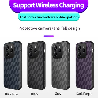 สําหรับ Xiaomi Redmi Note 14 13 12 11 10 9 Pro Plus 14 Pro+ 14S 11S 10S 9S คาร์บอนไฟเบอร์หนังแม่เหล็กโทรศัพท์กรณีกล้องป้องกันกันกระแทกซิลิโคนนุ่มฝาครอบ