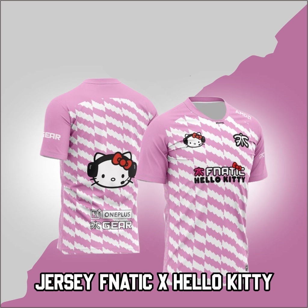 FNATIC X HELLO KITTY เสื้อแข่งใหม่ล่าสุด GAME DOTA CSGO LOL คอกลม