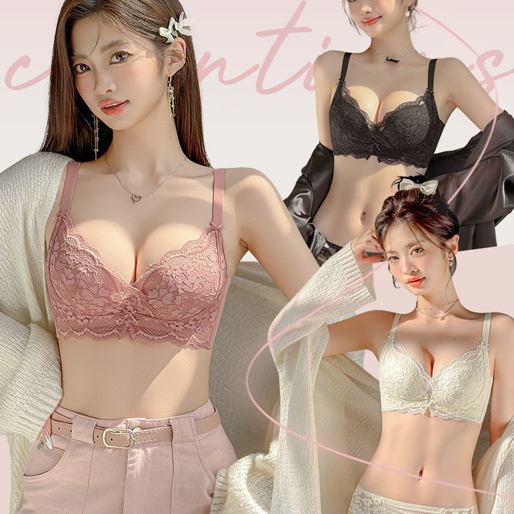 เซตชุดชั้นในสตรีลูกไม้สไตล์ฝรั่งเศสเก็บอกได้ดี สำหรับอกเล็กดูใหญ่ขึ้น ป้องกันหย่อนเก็บเนื้อข้างเซ็กซี่ พร้อมส่ง
