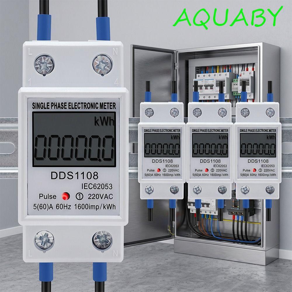 AQUABY Digital Watt-Hour Meter,ฟังก์ชั่นรีเซ็ตจอแสดงผล LCD Single Phase Electric Energy Meter, AC 60