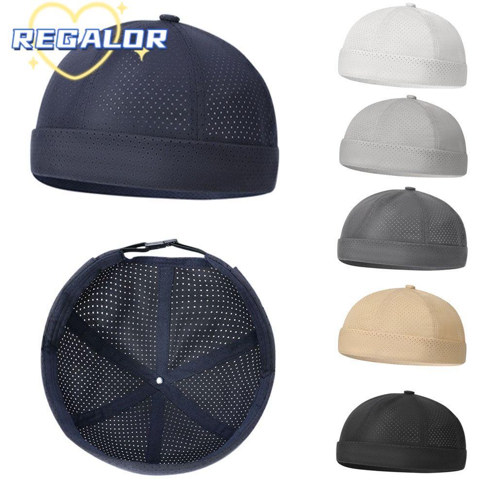 หมวกตาข่าย REGALOR0G, หมวก Docker ไร้ปีกแห้งเร็วย้อนยุค, หมวกกะโหลกศีรษะสีทึบระบายอากาศได้แบบสบาย ๆ