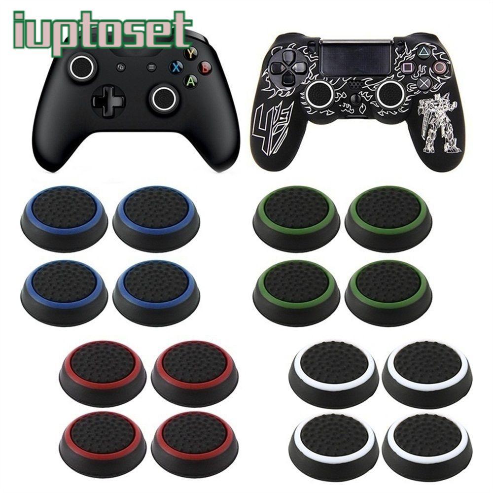 IUPTOSET 4 ชิ้นจอยสติ๊กหมวกซิลิโคน Anti-slip Thumb Stick Grip สําหรับ PS3 PS4 XBOX One