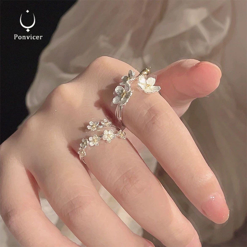 [COD]🌸แหวนดอกไม้สามมิติสีเงินไอริสโบราณยุคกลางแหวนศาลย้อนยุคฝรั่งเศสสำหรับผู้หญิงแฟชั่นอุปกรณ์เสรริม