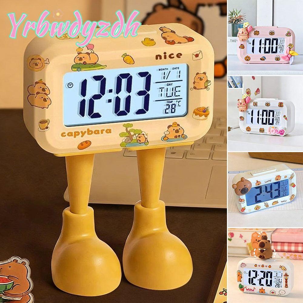 YRBWDYZDH นาฬิกาปลุก Capybara, มินิการ์ตูน LED นาฬิกาดิจิตอล, DIY พร้อมไฟกลางคืนนาฬิกาตั้งโต๊ะเงียบหอพักนักเรียน