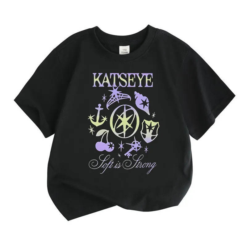 มีสินค้าในสต็อก KATSEYE Collection: เสื้อยืดเด็กสไตล์เกาหลี ผ้าฝ้าย แขนสั้น เหมาะสำหรับเด็กเล็ก