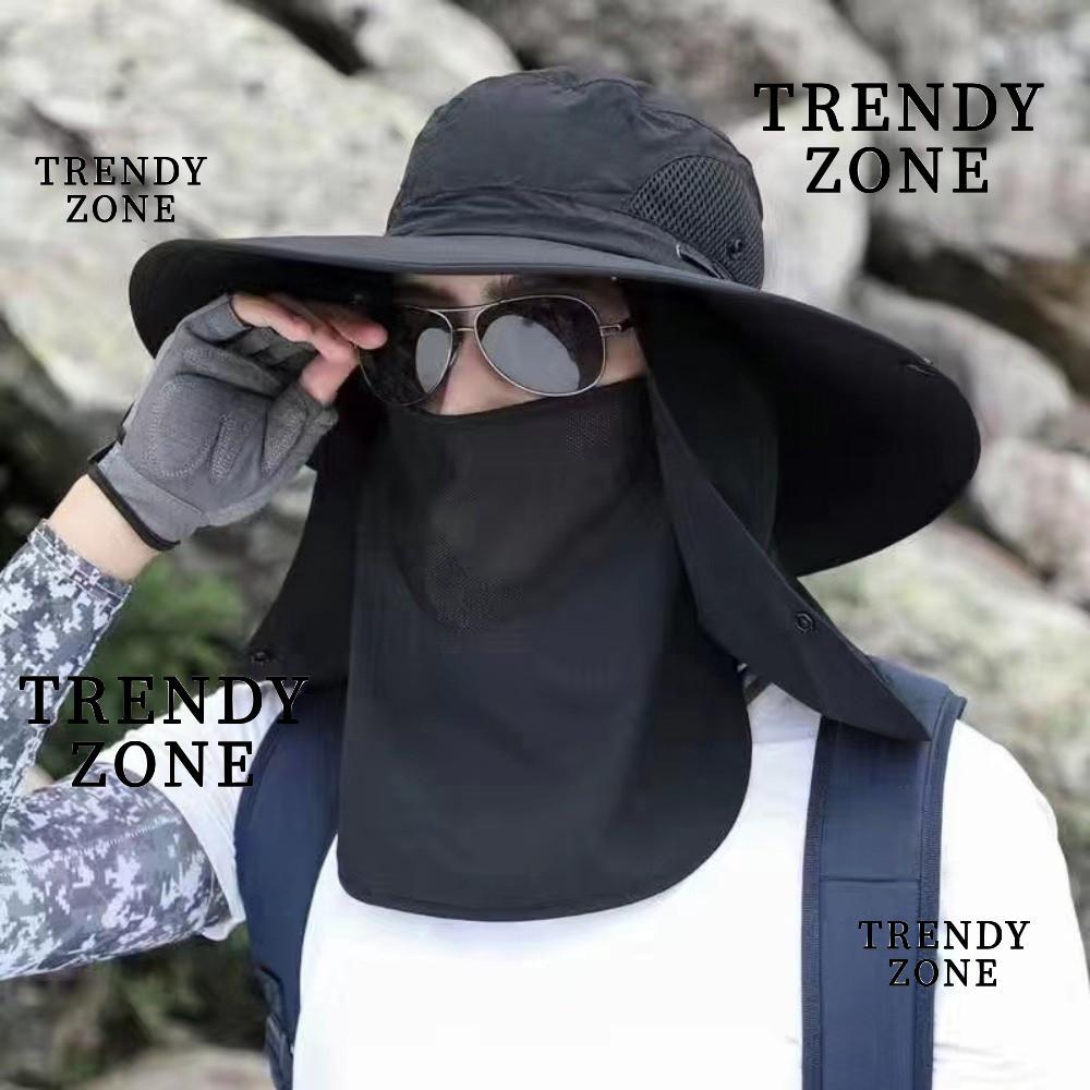 Trendyzone หมวกกันแดด,ปีกกว้าง 360 องศาป้องกันหมวกทํางานการเกษตร,ขายร้อนปรับป้องกันรังสียูวีที่ถอดออกได้ใบหน้าหมวกชาวประมง