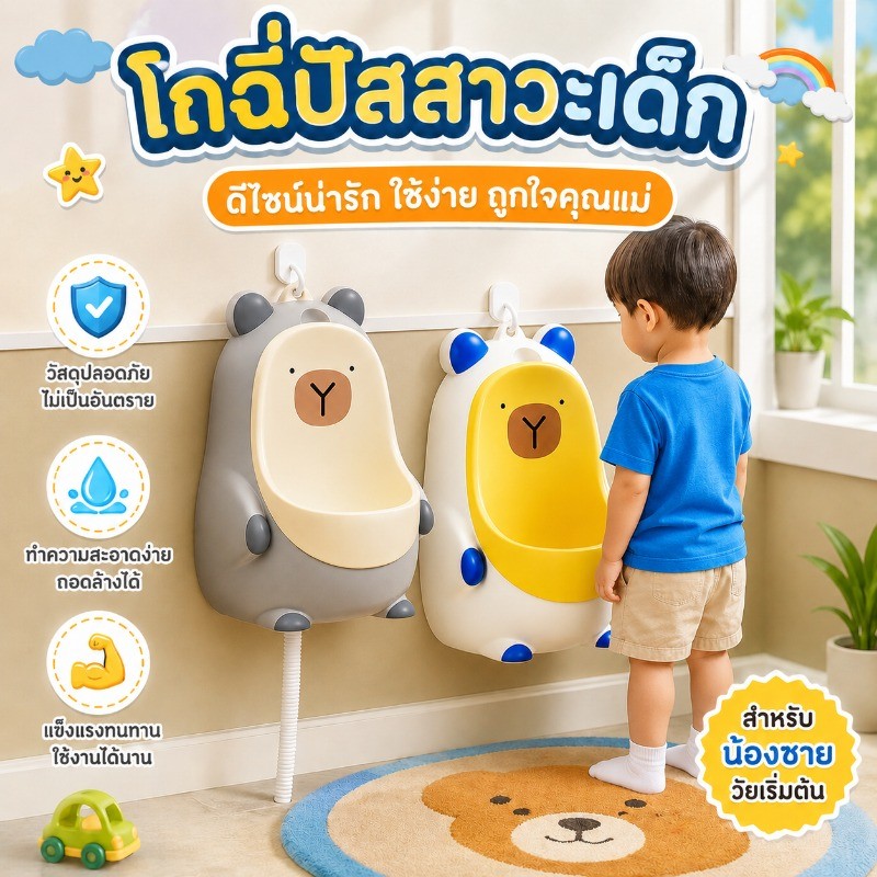 โถฉี่ปัสสาวะเด็ก โถฉี่ฝึกปัสสาวะ  Capybara ลายการ์ตูน ตั้งได้ แขวนได้ กระโถนเด็ก สามารถระบายน้ำได้