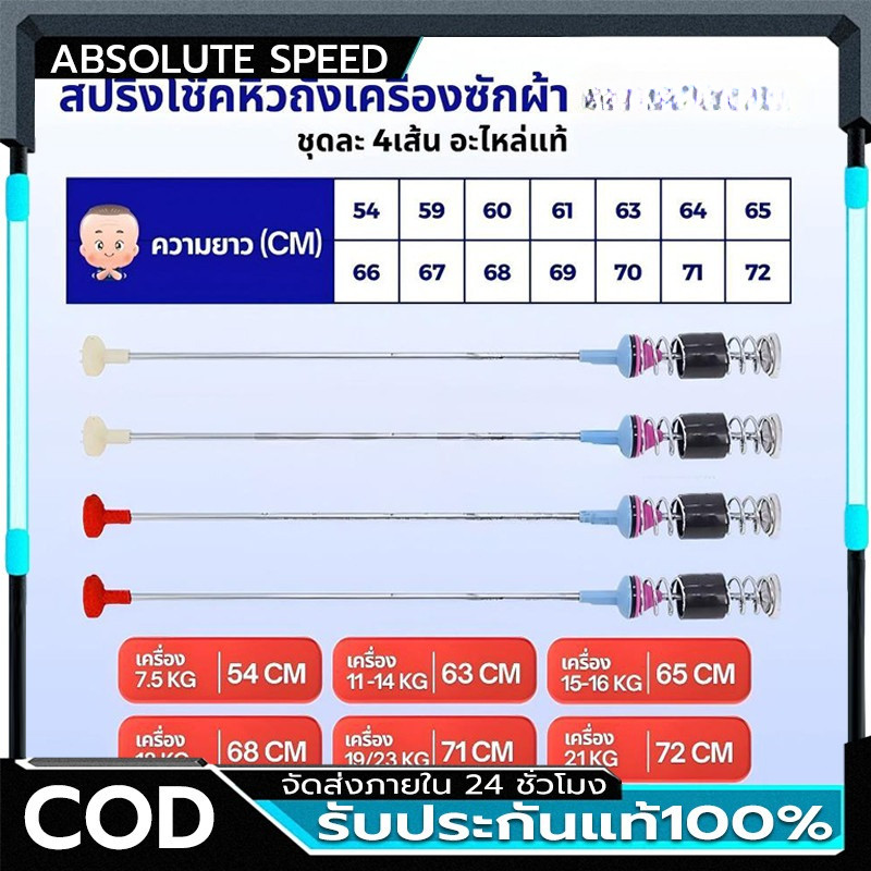 【BRT】สปริงโช๊คหิ้วถังเครื่องซักผ้า ซัมซุง ยาว 54/59/60/61/63/64/65/66/67/68/69/70/71/72cm (1แพ็ค 4เส้น) แท้