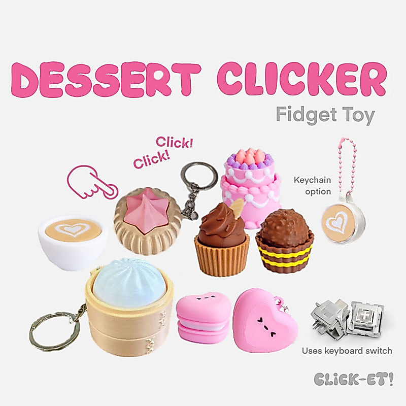 คลิก ET Fidget ของเล่น 3D พิมพ์ Macaron Clicker พวงกุญแจความเครียดบรรเทากาแฟเค้ก Dumpling จี้ของขวัญ