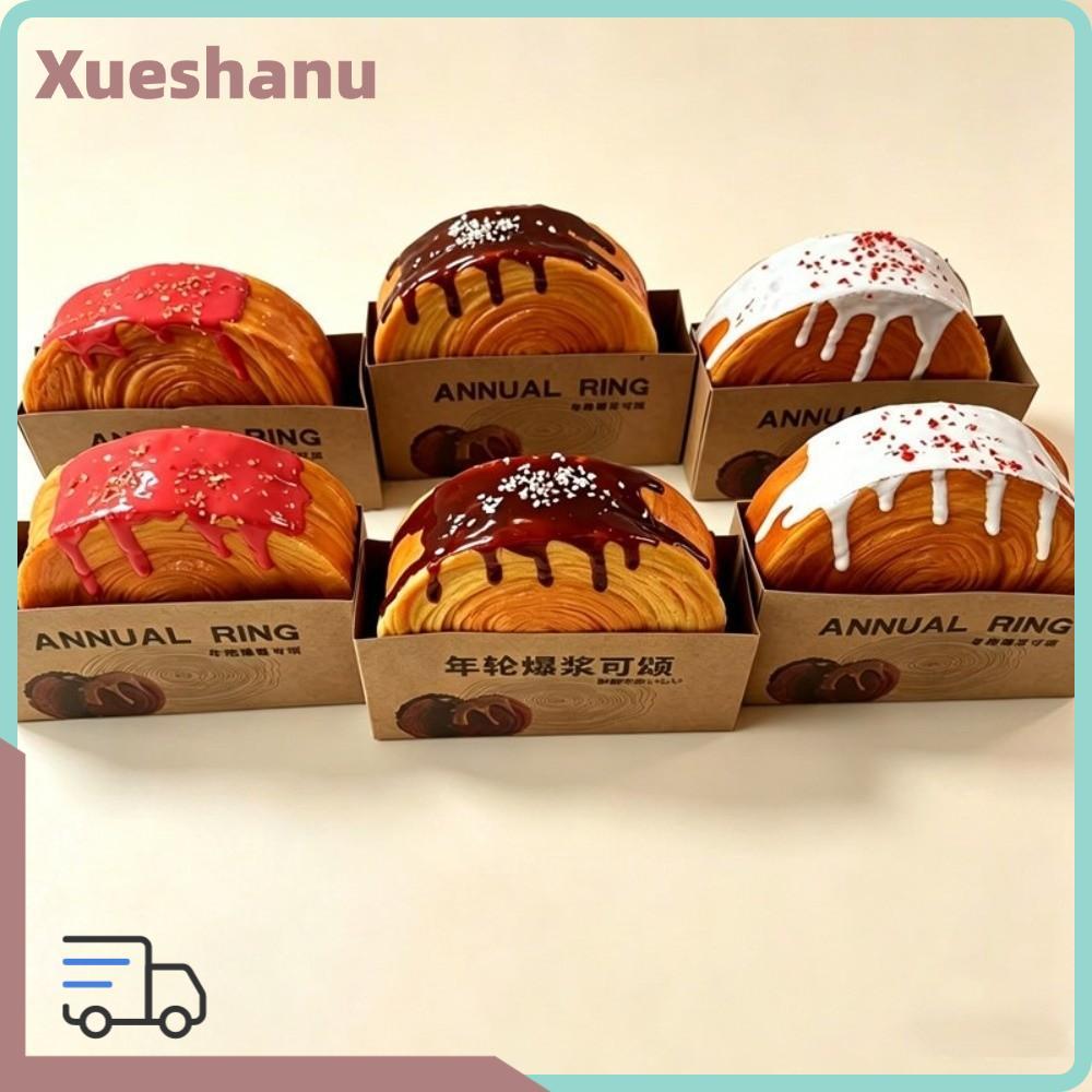 ซูซี ขนมปังขนมปังปิ้งของเล่นสกุชชี่,มือผ่อนคลายจําลองนวดขนมปังของเล่น,ของขวัญปีแหวนครัวซองต์ช้ารีบาวด์ช้า ฟื้นตัวช้าบีบของเล่น