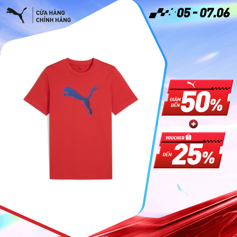 เสื้อยืดแฟชั่นบุรุษ PUMA GRAPHICS Cat Logo Red Fire Red