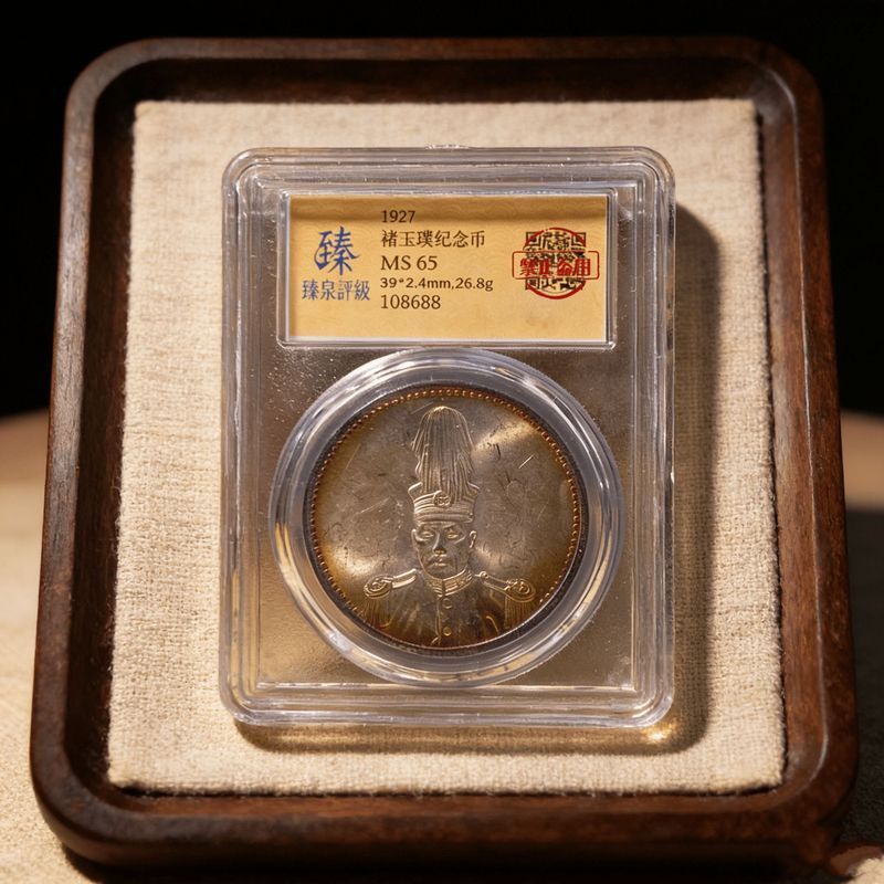 การกลับมาจากต่างประเทศ [Chu Yupu Silver Dollar เหรียญที่ระลึก] Zhenquan High Review Box Coin Color P