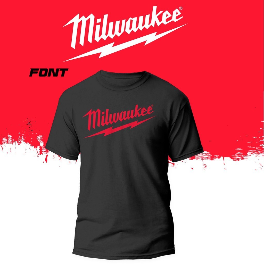 พร้อมส่ง เสื้อยืดผู้ชาย Milwaukee M18 โพลีเฟลกลายหน้าหลัง รูปที่ 2
