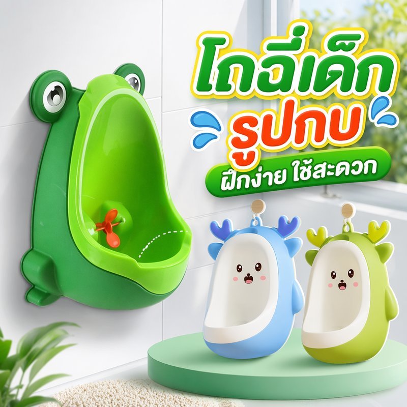 โถฉี่เด็ก โถฉี่เด็กชาย โถฉี่ปัสสาวะเด็ก ติดผนัง โถปัสสาวะ ฝึกเข้าห้องน้ำ โถฉี่กบน้อย