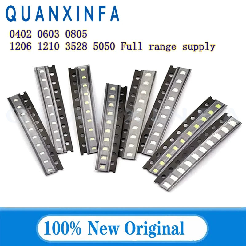 100PCS 0402 0603 0805 1206 1210 3528 5050 SMD LED สีขาวสีแดงสีเหลืองเขียวสีฟ้า LED ไดโอดในสต็อก ILYF