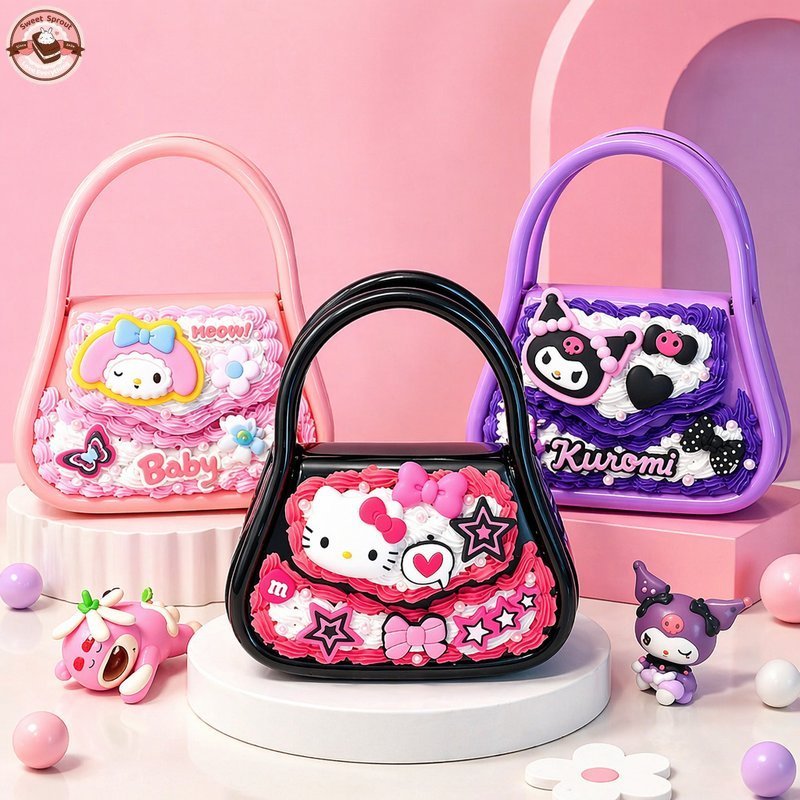 Diy ครีมกาวเยลลี่กระเป๋าถือของเล่นเด็ก Beg Simpanan Kuromi My Melody Girls Craft น่ารัก