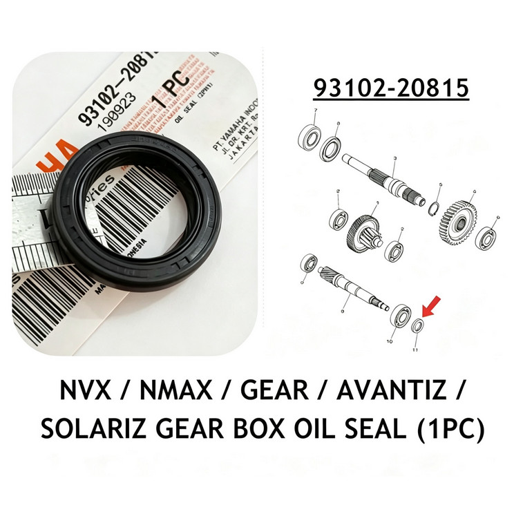 NMAX155 V1-V3 / NVX155 V1-V3 / NVX / NMAX GEAR BOX PRIMARY DRIVE GEAR ซีลน้ํามัน 93102-20815 YAMAHA