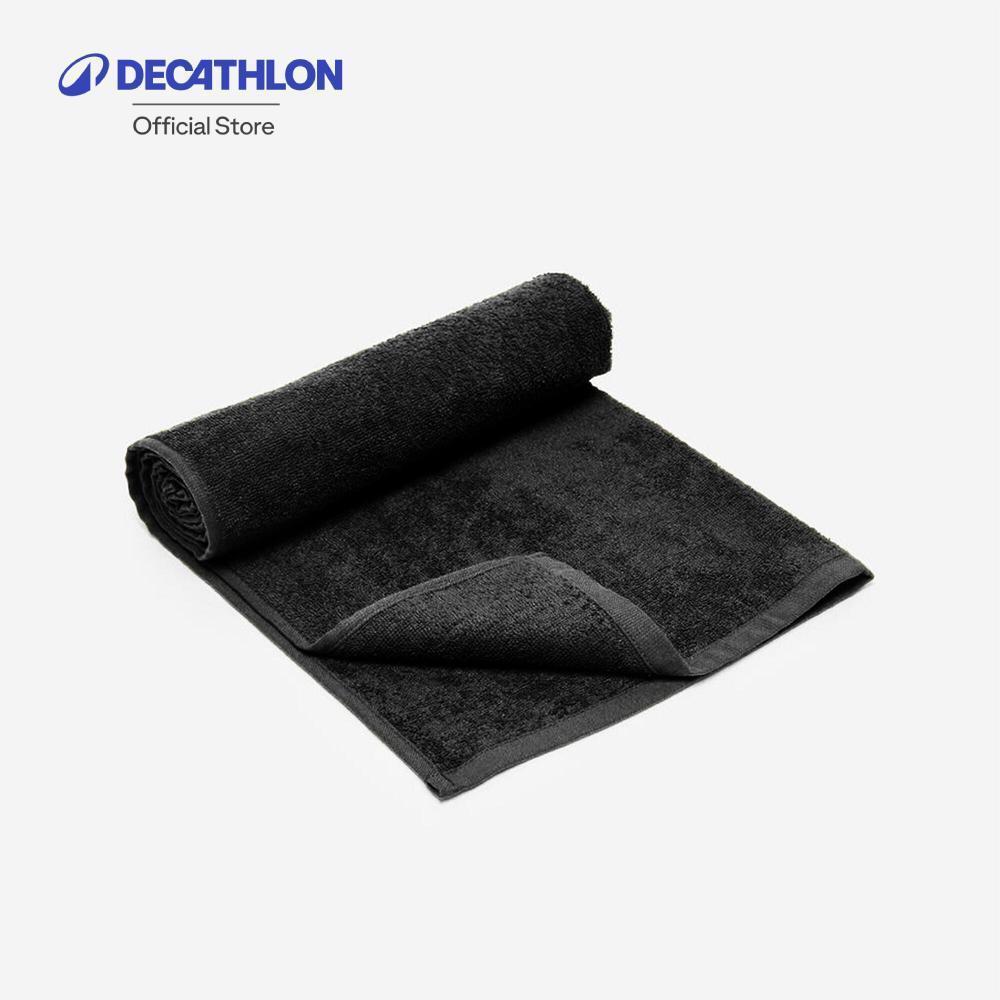 Decathlon 90 X 50 Cm Cotton Fitness Towel ผ้าเช็ดตัวขนาดเล็กทำจากผ้าฝ้ายสำหรับออกกำลังกาย - Black
