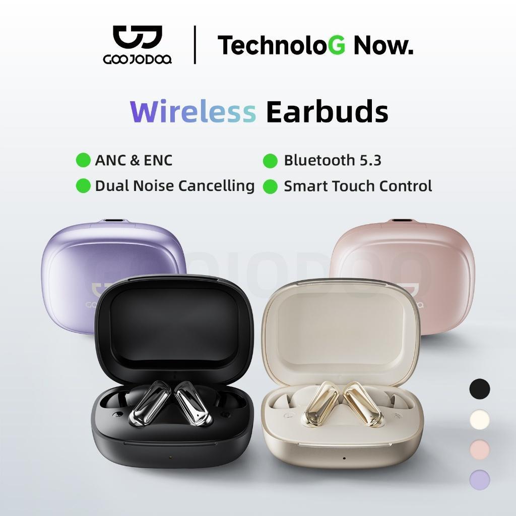 GOOJODOQ Noise Cancelling Headphones Bluetooth 5.3 Wireless Connection Intelligent Touch Operation Clear ENC Calls