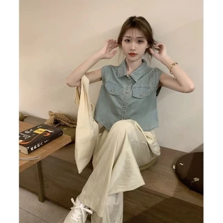 （จัดส่งภายใน24ชม）LUNA GIRL💥 เสื้อเชิ้ตยีนส์แขนสั้น ✨ หลวมๆ สบายๆ สไตล์สาวออฟฟิศ!