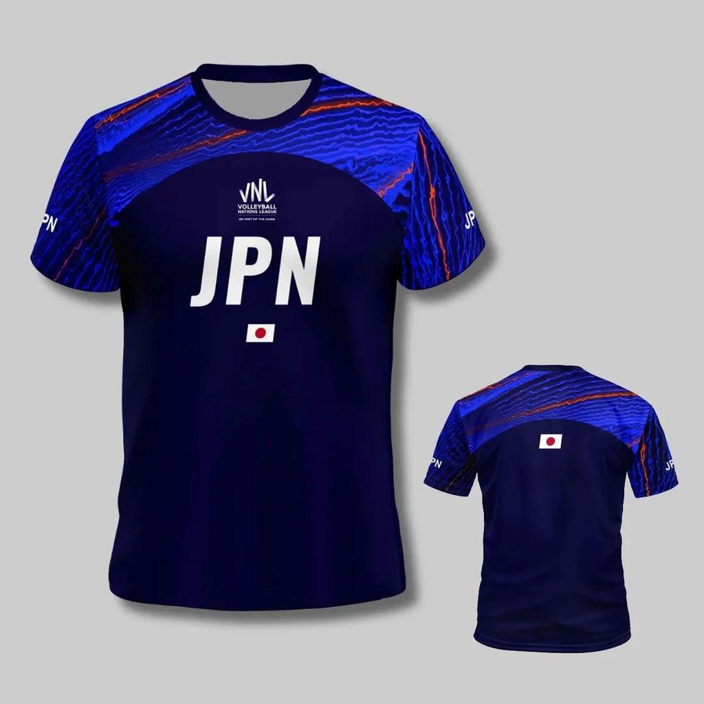 เสื้อกีฬาวอลเลย์บอล VNL ของญี่ปุ่นสีน้ำเงินใหม่ปี 2026 สำหรับผู้ชายและผู้หญิง เสื้อผ้าโมโต 3D ทันสมัย สวมใส่สบายและระ