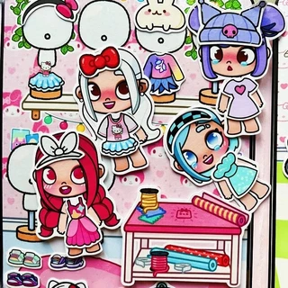 [ส่งจากไทย] ใหม่ Cutaway Kuromi Girls Home Quiet Book สนุกแต่งตัวของเล่นทําด้วยมือ DIY วัสดุ Pack Puzzle