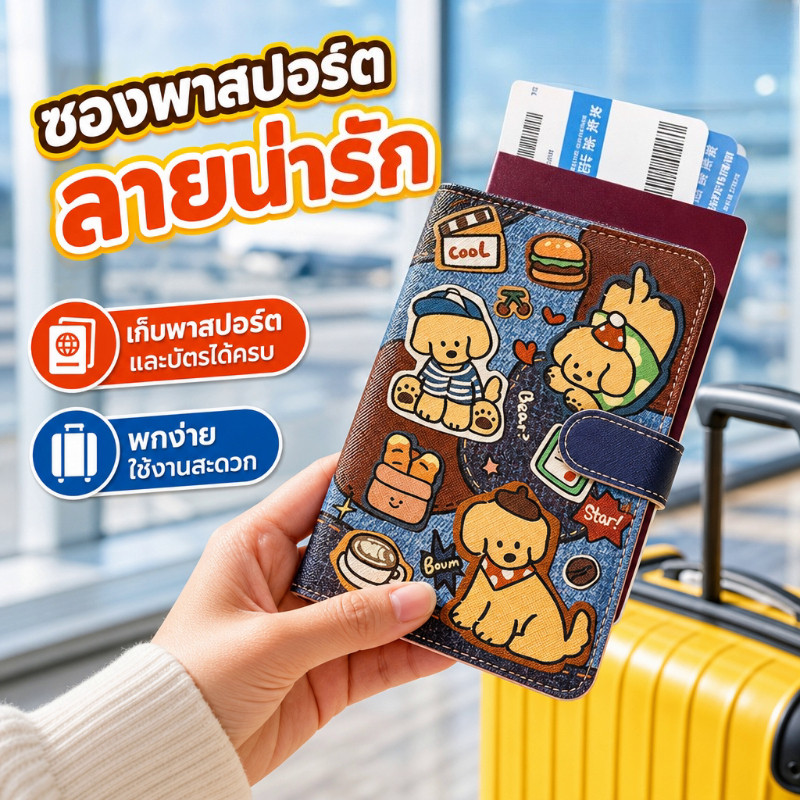 พกพา ซองพาสปอร์ต ช่องเก็บของเยอะ  ส่งเร็ว แมวน่ารักและสุนัข