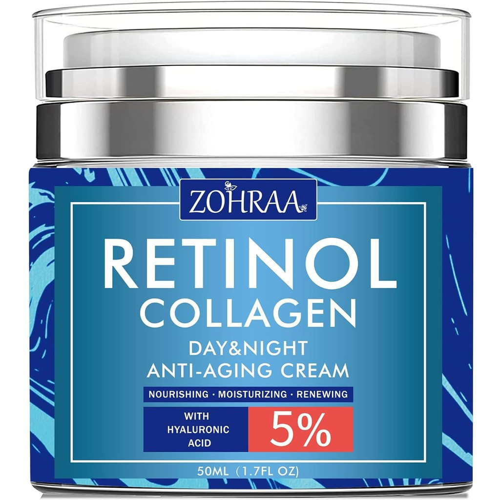 Retinol Cream for Face - มอยเจอร์ไรเซอร์บํารุงผิวหน้าพร้อมคอลลาเจนและกรดไฮยาลูโรนิก, ต่อต้านริ้วรอยล