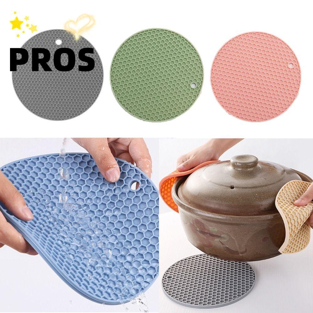 PROS ซิลิโคน Trivet Mat,ทนทานหม้อทนความร้อนเสื่อซิลิโคนผู้ถือหม้อ,รอบรูปร่างแผ่นกันลื่นทนความร้อนซิลิโคน Trivet สําหรับครัว
