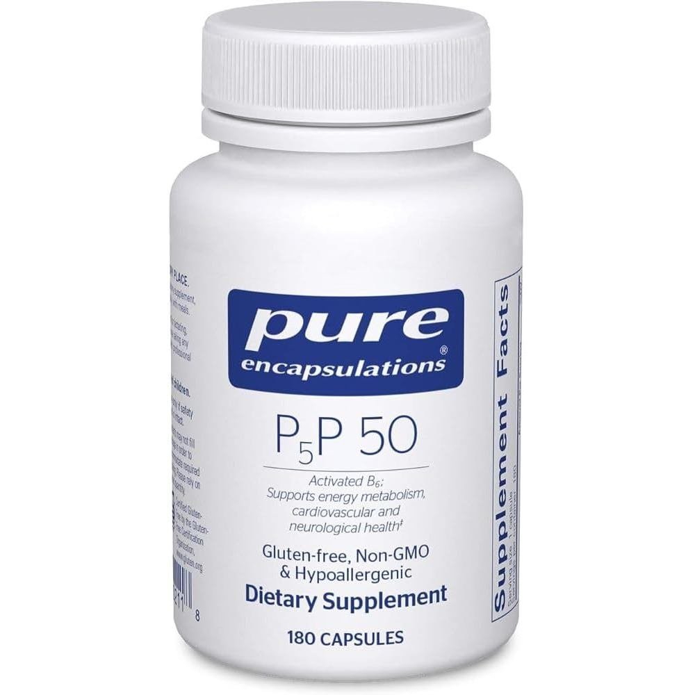 Encapsulations P5P 50 Active B6 พอร์ต Energy Metabol* Gluten & NonGMO 180 แคปซูล