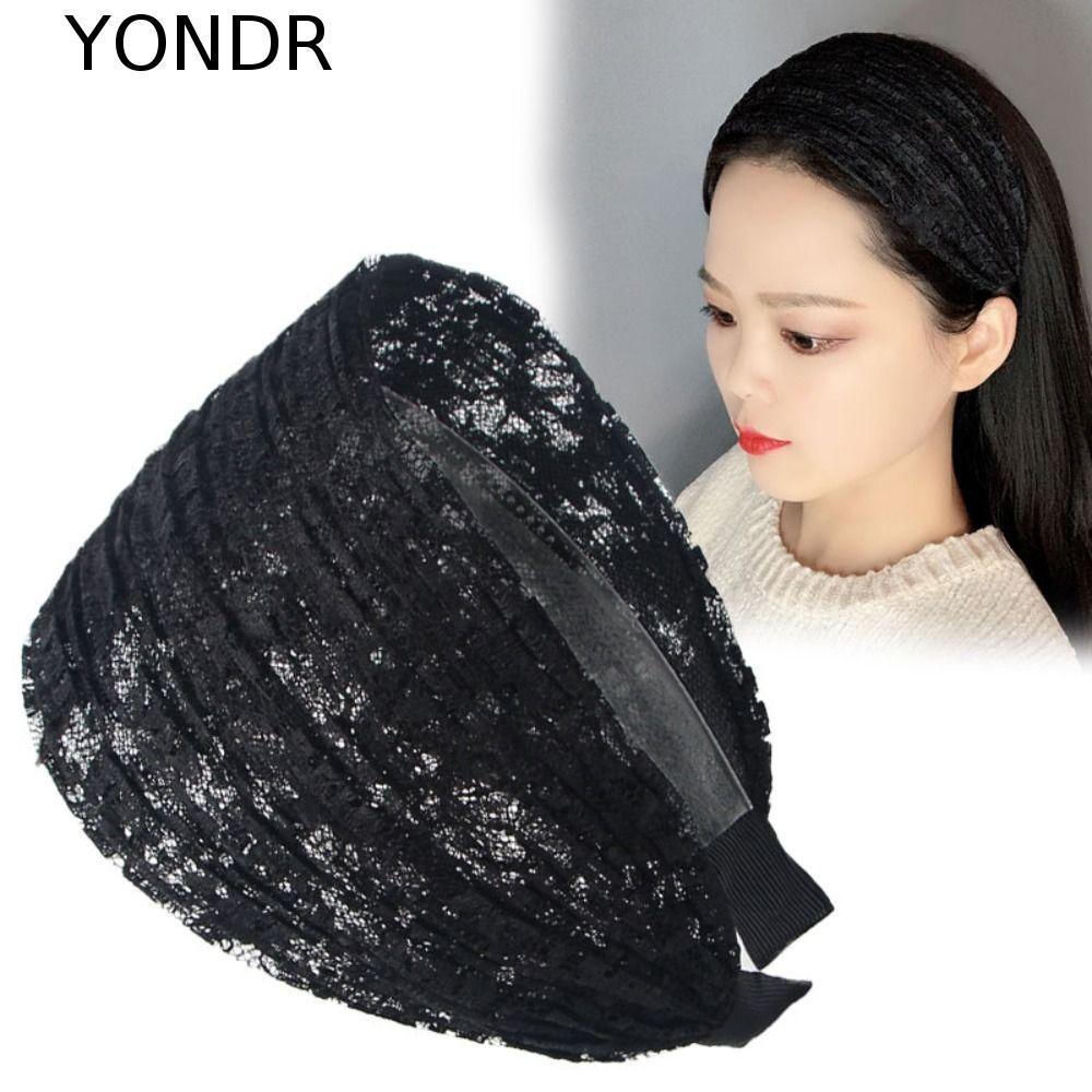 YONDR ที่คาดผมตาข่ายลูกไม้กว้าง ดอกไม้ลูกไม้ Headwear ผ้าโพกศีรษะย้อนยุคสําหรับผู้หญิงและแม่