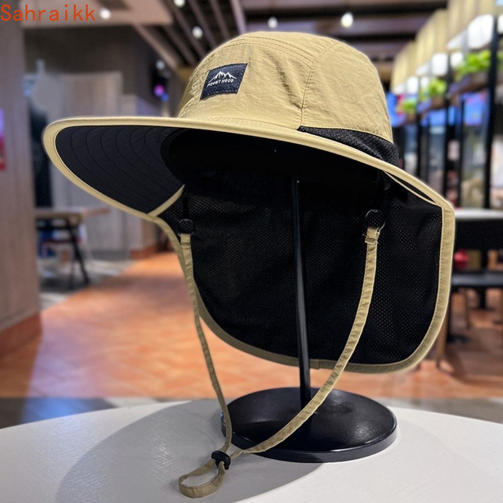 AXIOM หมวกกันแดดป้องกันคอ,ผ้าคลุมไหล่ปีกกว้างหมวกกันแดด,Breathable Bucket Cap Neck Ear Cover Visor Men หมวกชาวประมงกีฬา