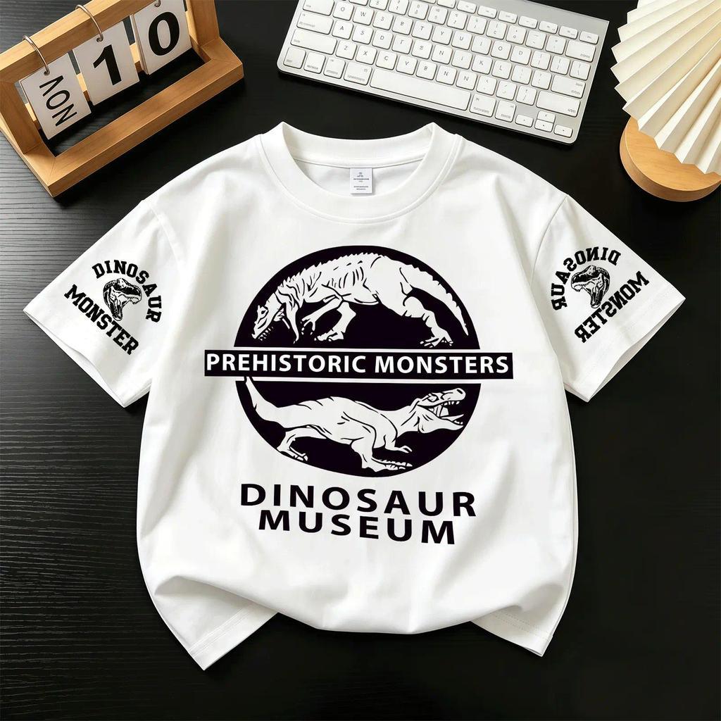 COD เสื้อยืดเด็กผู้ชาย ลายไดโนเสาร์ Dinosaur Museum เสื้อแขนสั้น การ์ตูนสัตว์โลกล้านปี แฟชั่นเด็ก พร้อมส่ง