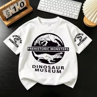 COD เสื้อยืดเด็กผู้ชาย ลายไดโนเสาร์ Dinosaur Museum เสื้อแขนสั้น การ์ตูนสัตว์โลกล้านปี แฟชั่นเด็ก พร้อมส่ง