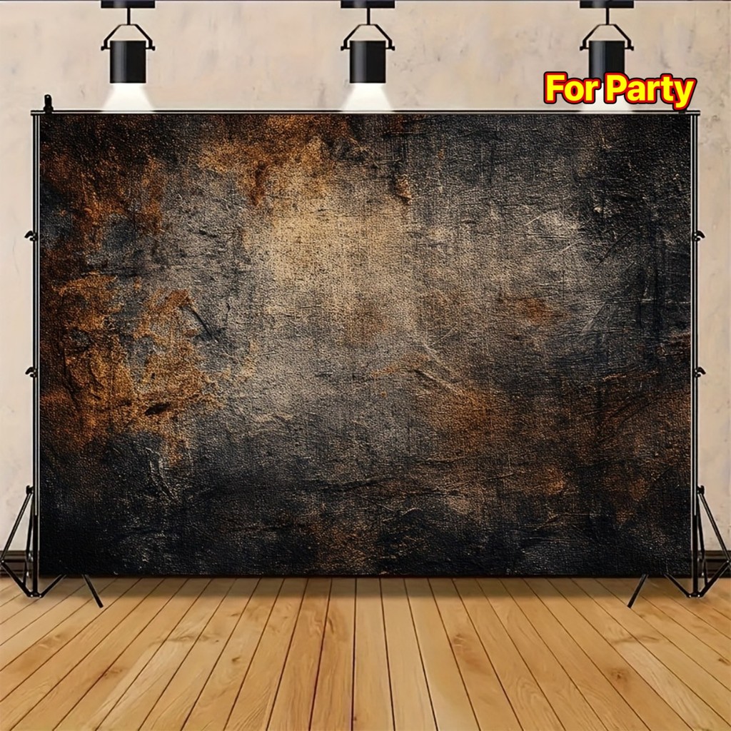 1pc Vintage Industrial Grunge Backdrop - Dark Textured Wall with Warm Lighting, Perfect for Halloween, Christmas, Home D