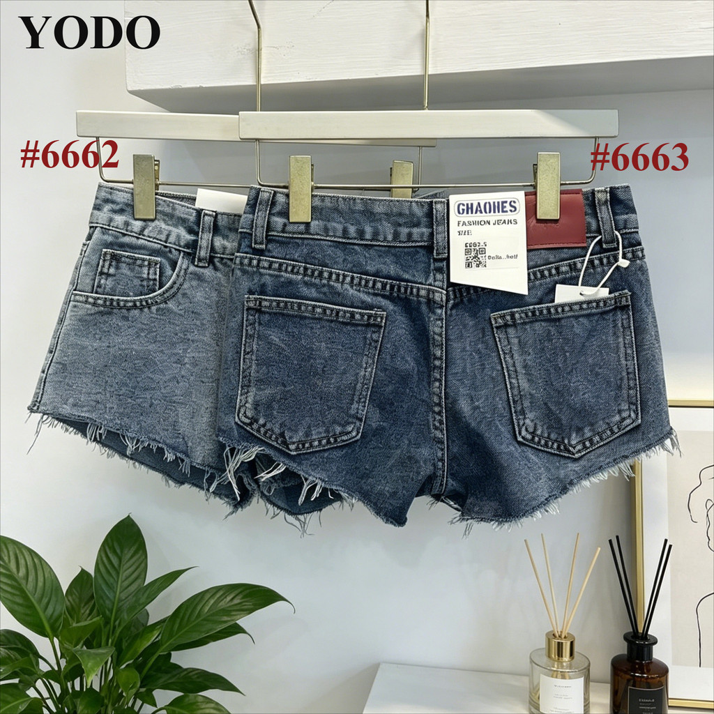 YODO  กางเกงยีนส์ขาสั้นเอวต่ำดึงดูดสายตา  #6662