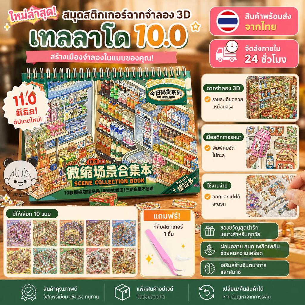 Telado 10.0 Tirado 2026 ใหม่ 3D กันน้ําภูมิทัศน์สติกเกอร์,  สติกเกอร์คอลเลกชันสําหรับ S, สติกเกอร์หนังสือสําหรับผู้ใหญ่