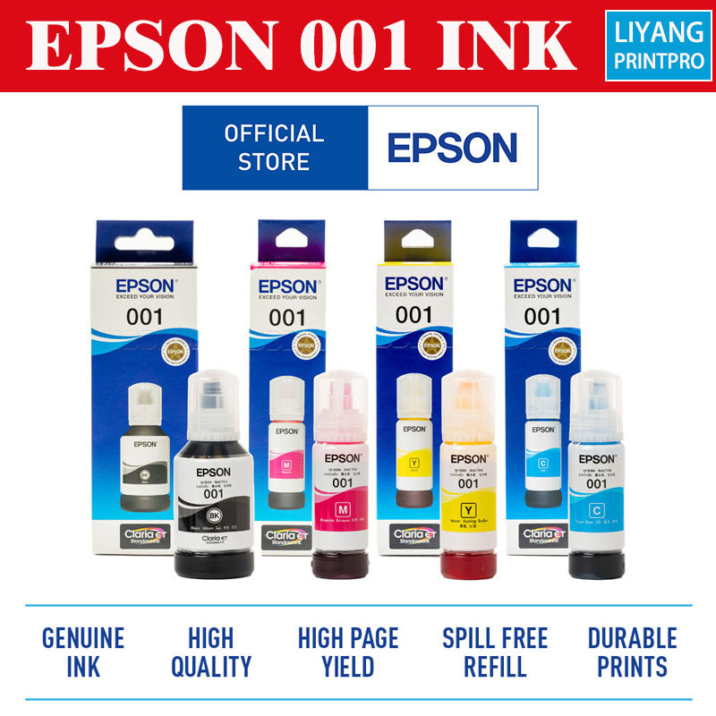Epson 001 หมึก Origina สําหรับ L4150 L4160 L4260 L4266 L6160 L6170 L6190 L6260 L6270 L6290 หมึกเครื่